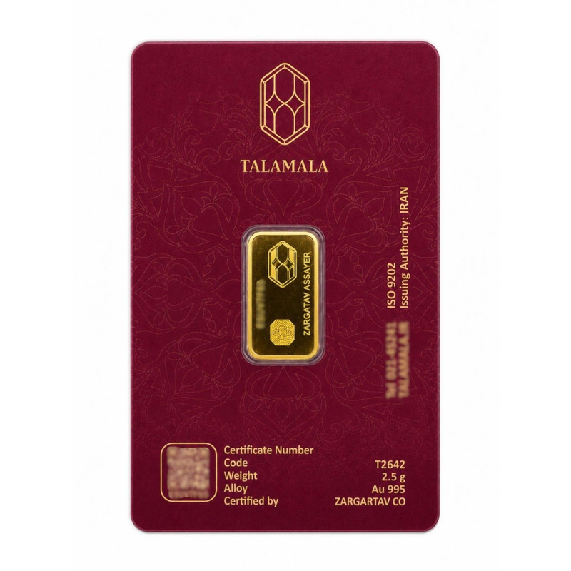 شمش طلا 995 عیار طلا ملا مدل TM2.5 - 2