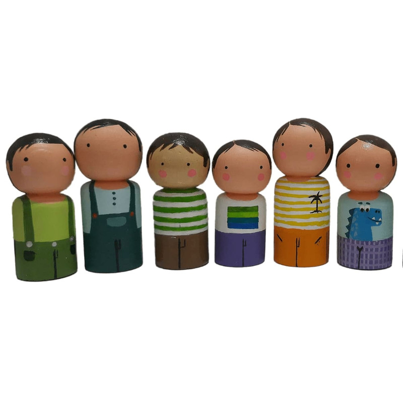 اسباب بازی چوبی مدل دوستان طرح پسران مجموعه 6 عددی