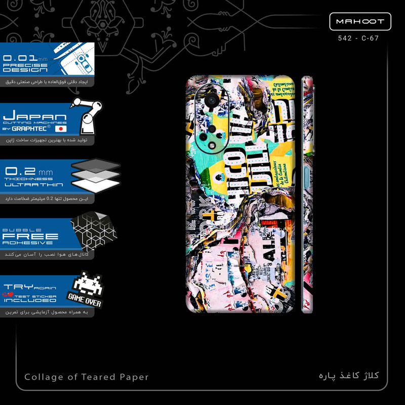برچسب پوششی ماهوت مدل Collage of Teared Paper-FullSkin مناسب برای گوشی موبایل اپو A98