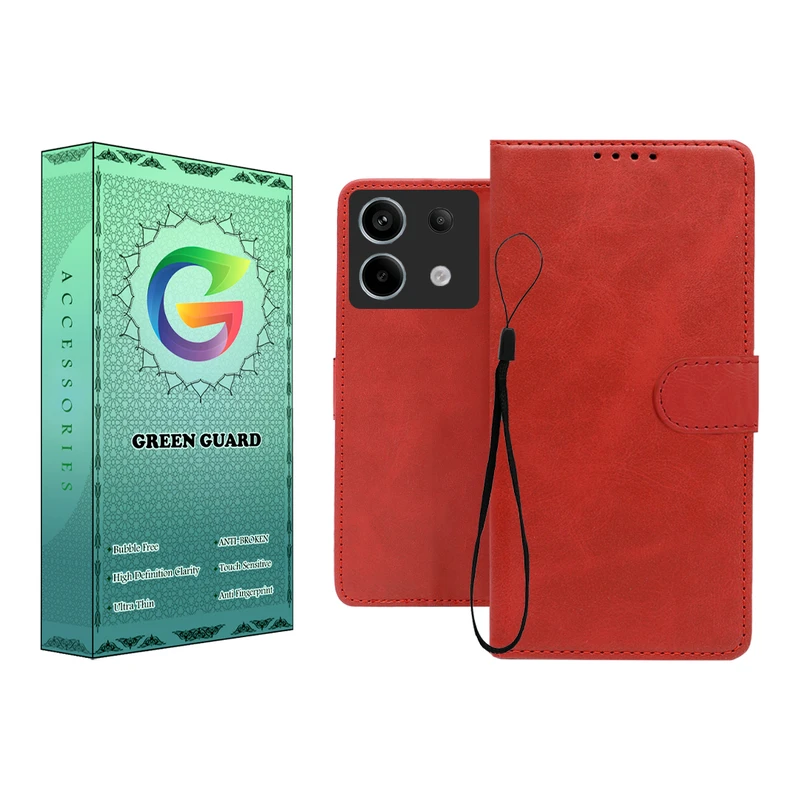 کیف کلاسوری گرین گارد طرح چرمی مدل Landing مناسب برای گوشی موبایل شیائومی Redmi Note 13 Pro 5G به همراه بند آویز