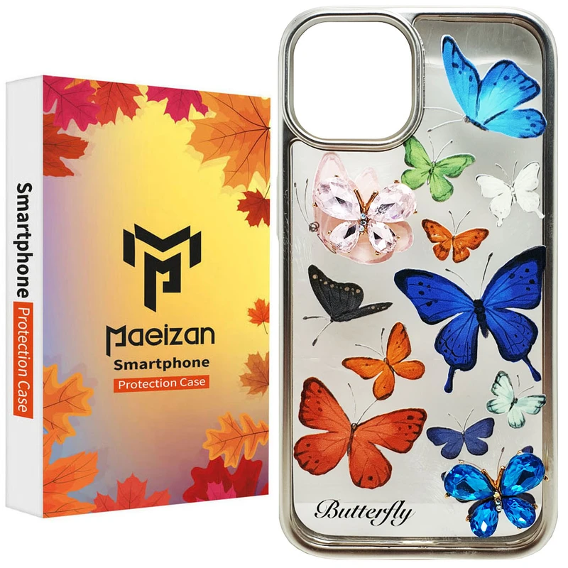 کاور پاییزان مدل پروانه آویزدار طرح لاکچری مناسب برای گوشی موبایل اپل IPhone 13 / 14