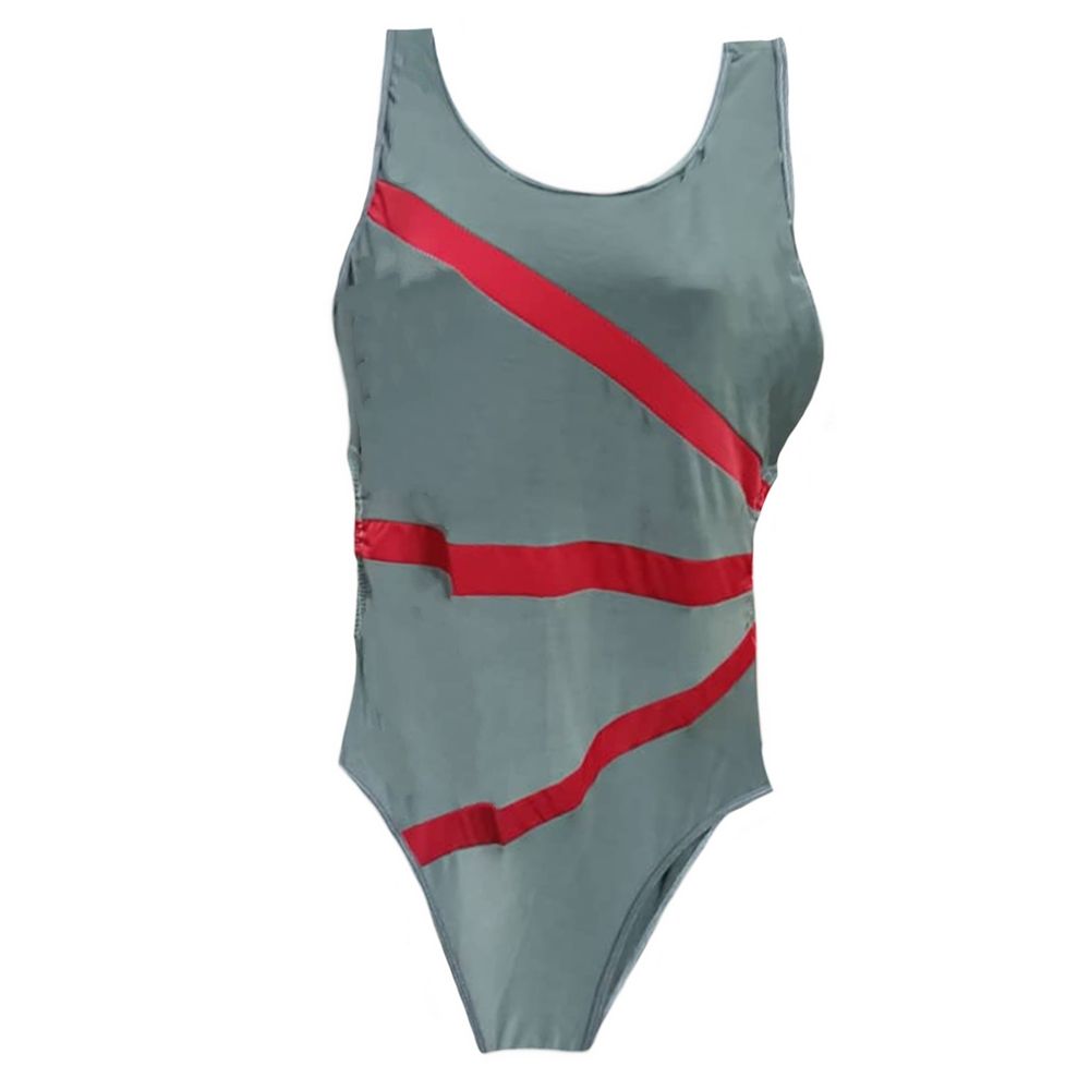 مایو زنانه مدل کنار باز رنگ طوسی