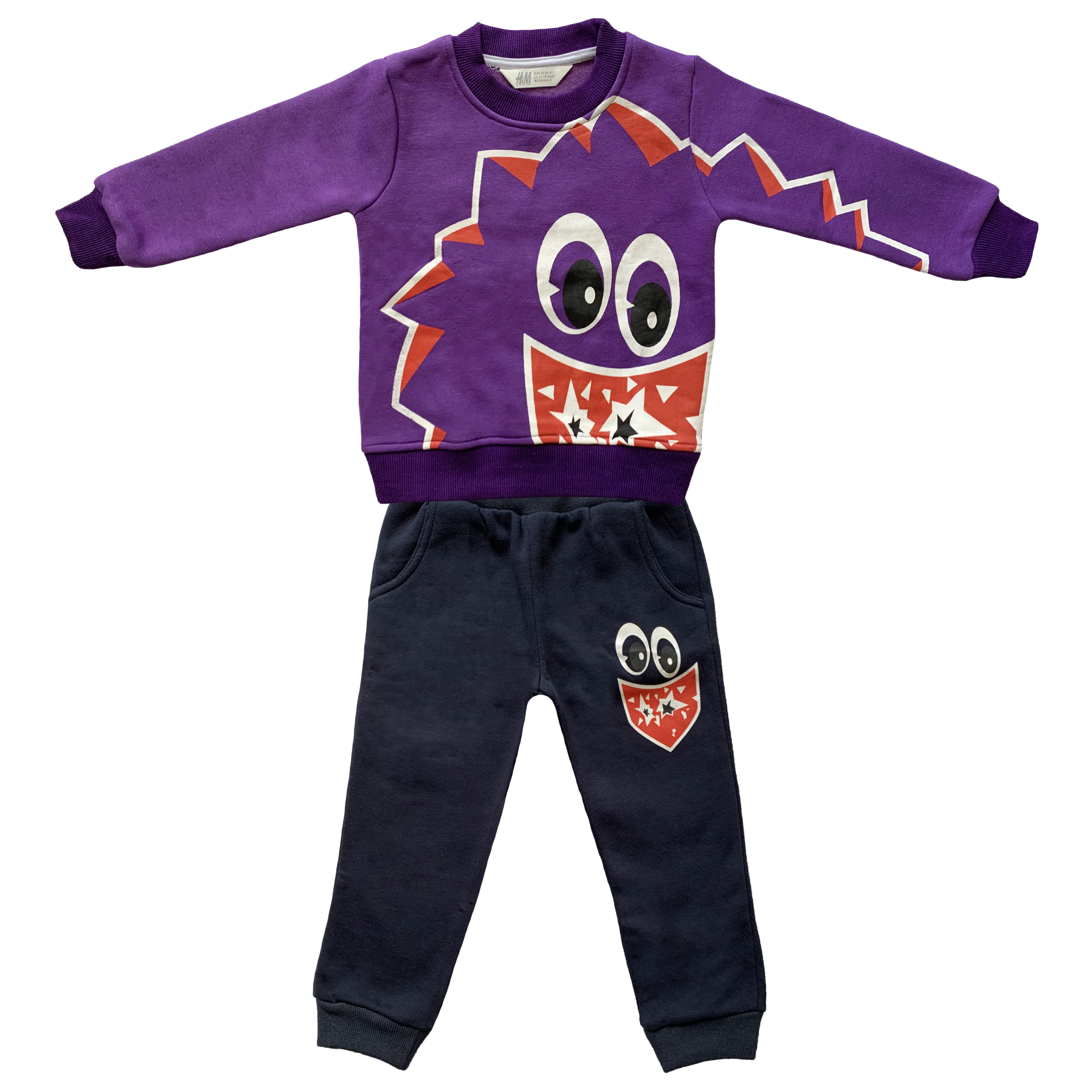 ست سویشرت و شلوار بچگانه اچ اند ام طرح Monster کد FF-207 