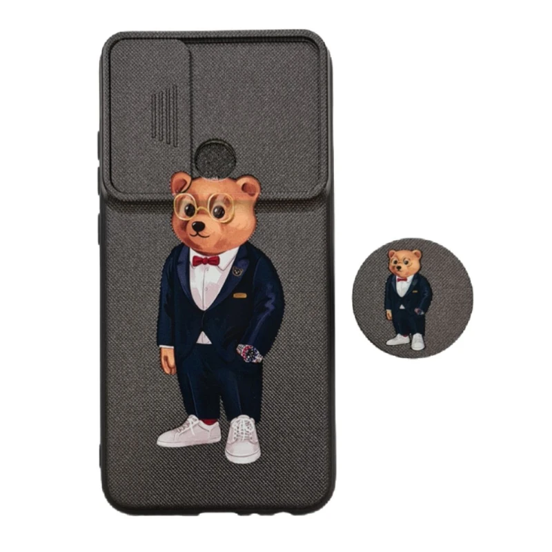 کاور طرح خرس کد 880 مناسب برای گوشی موبایل شیائومی Redmi Note 8 به همراه پاپ سوکت