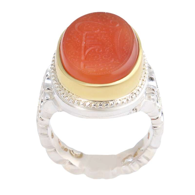 انگشتر نقره مردانه مدل سنگ عقیق کد AM_2492