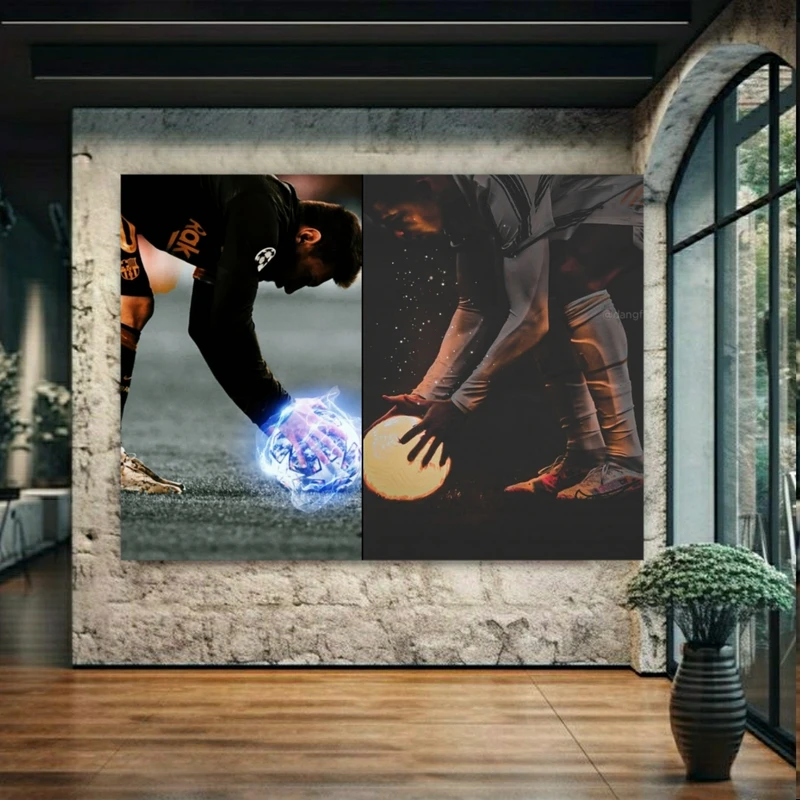 تابلو بوم طرح مخمل مدل رونالدو و مسی کد AR30537