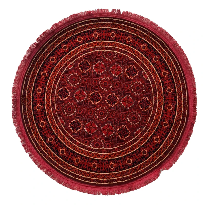 فرش ماشینی 700 شانه فرش بزرگمهر زمینه قرمز حاشیه لاکی مدل گرد