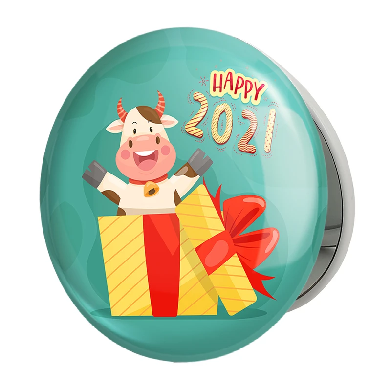 آینه جیبی خندالو طرح سال گاو مدل تاشو کد 7040 