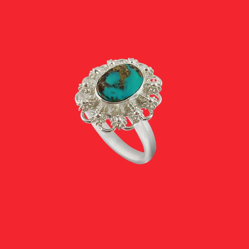 انگشتر نقره زنانه مدل فیروزه نیشابور کد NG5044