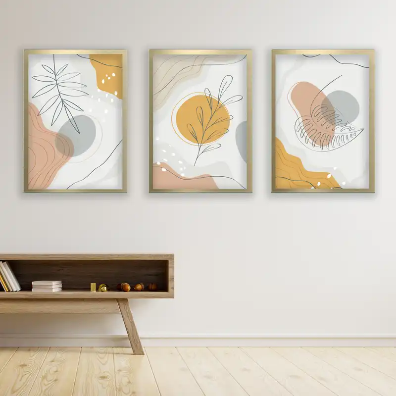 تابلو مدل مینیمال دکوراتیو کد LA-G30124 مجموعه 3 عددی