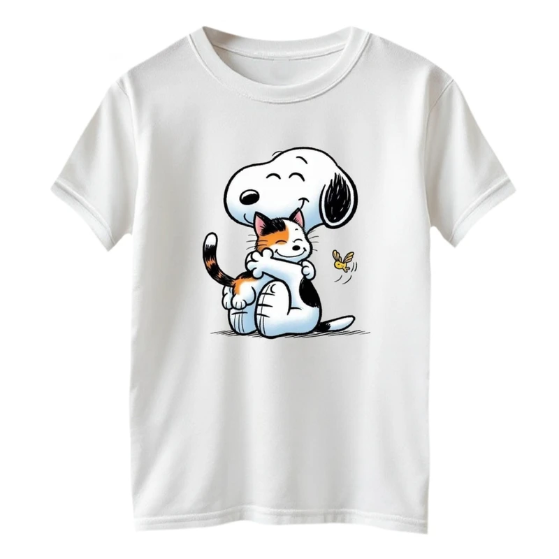 تی شرت آستین کوتاه بچگانه مدل اسوپی و گربه