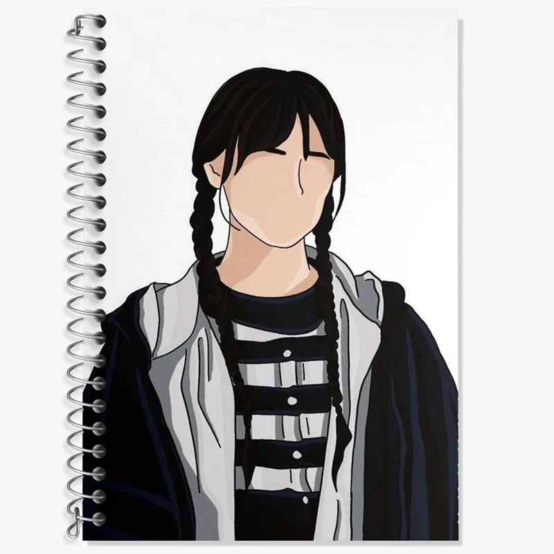 دفتر زبان 50 برگ خندالو مدل دو خط طرح سریال ونزدی Wednesday کد 25251