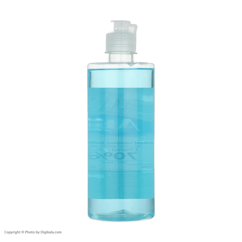 محلول ضدعفونی کننده دست و سطوح آتی مدل آبی حجم 500 میلی لیتر