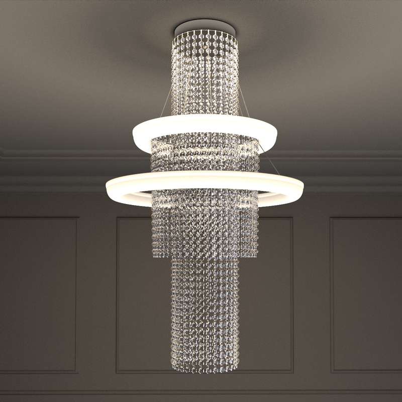 لوستر مدل 2 حلقه کریستالی کد 2rcr