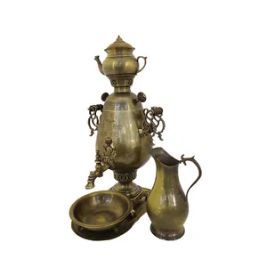 سرویس سماور ذغالی 5 پارچه مدل جام ظرفیت 4 لیتر