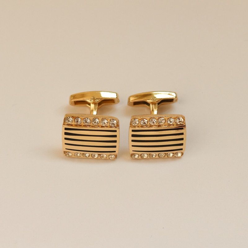 ست دکمه سردست و گیره کراوات مردانه مدل مجلسی نگین دار