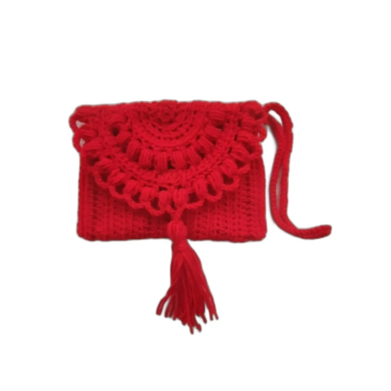 کیف پول بافتنی مدل منگوله دار