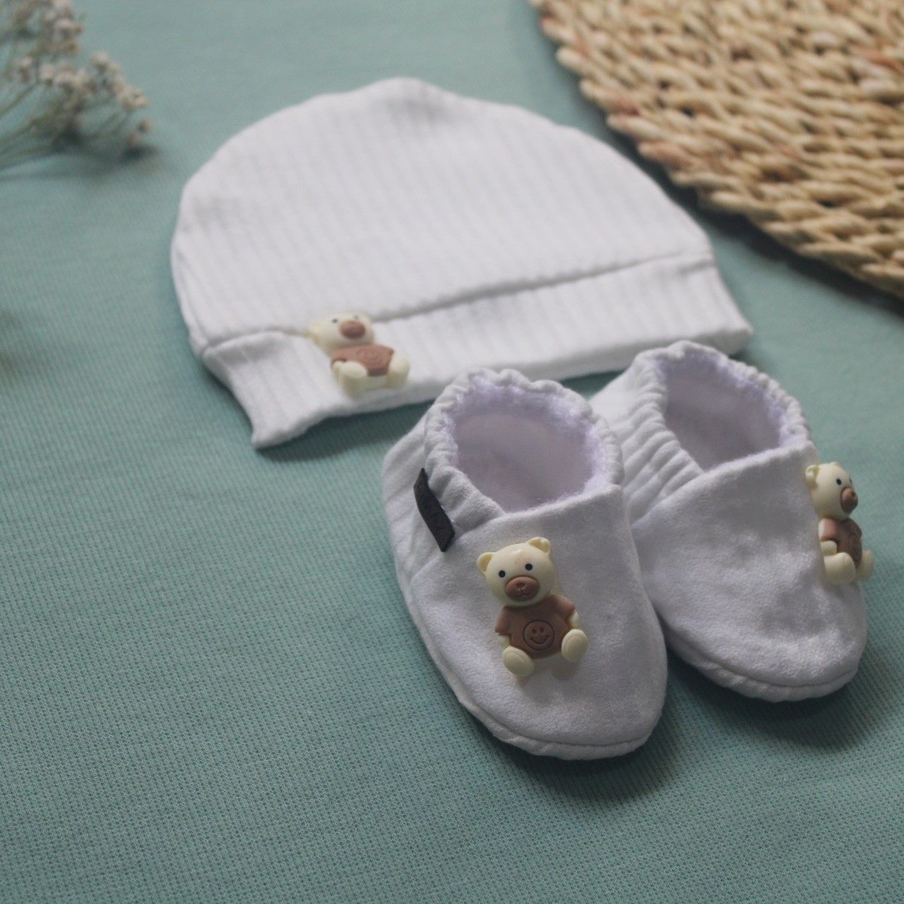 ست کلاه و پاپوش نوزادی ریماز مدل خرسی کد m914 رنگ سفید -  - 7