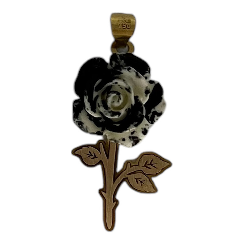 آویز گردنبند طلا 18 عیار زنانه وی وی گلد گالری مدل گل رز