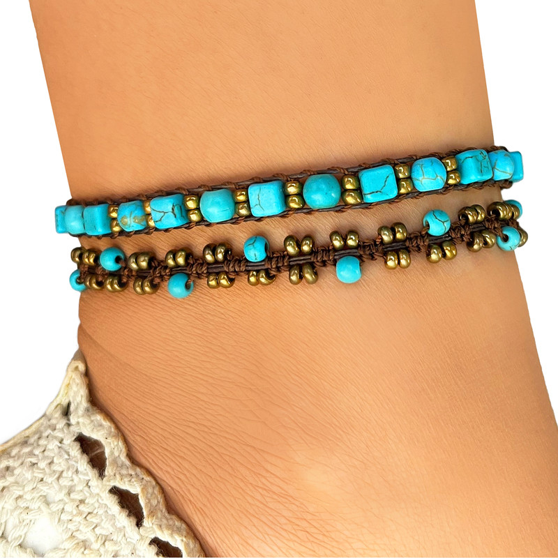 پابند زنانه دل تافته مدل پیچ چرمی فیروزه کد A31