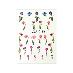 برچسب لنز ناخن مدل گل آبرنگی کد196