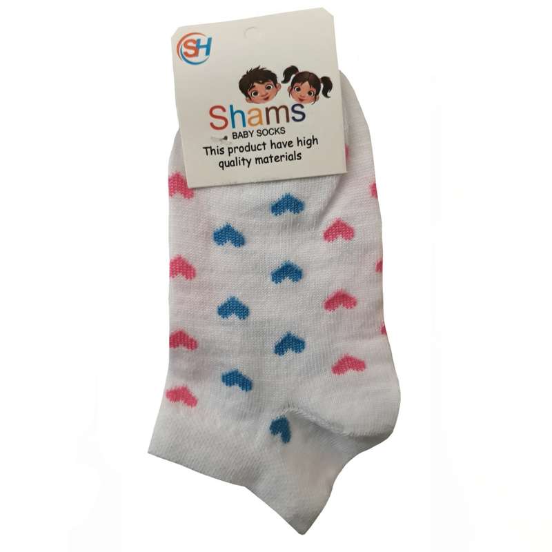 جوراب دخترانه مدل نانو پنبه قلبی رنگ سفید