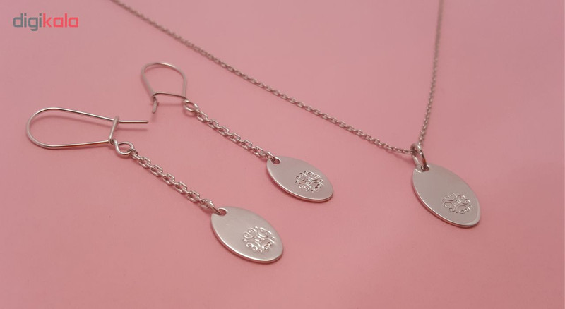 نیم ست نقره زنانه بلو استون کد 3981007