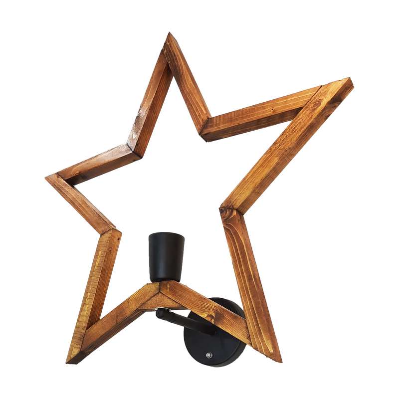 چراغ آویز ای دی ام وود مدل چوبی ستاره کد W-04b