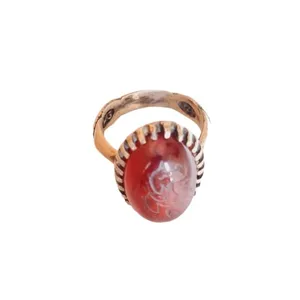 انگشتر نقره مردانه مدل عقیق خراسان یا علی ولی الله کد 9