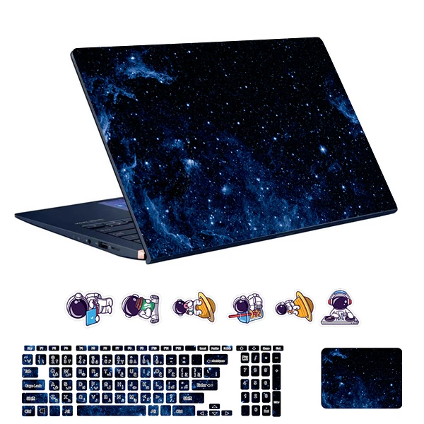 استیکر لپ تاپ توییجین و موییجین طرح Space کد 174 مناسب برای لپ تاپ 15.6 اینچ به همراه برچسب حروف فارسی کیبورد