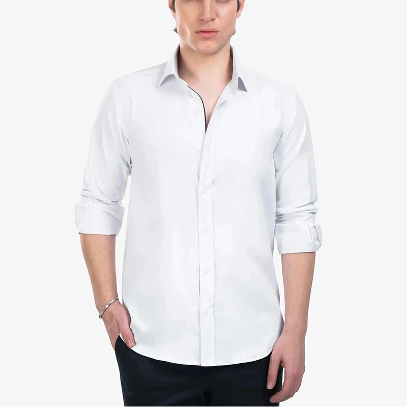 پیراهن آستین بلند یقه برگردان مردانه مدل BM-NB-M0103