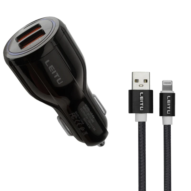 شارژر فندکی 12 وات لیتو مدل LC-C4 به همراه کابل لایتنینگ