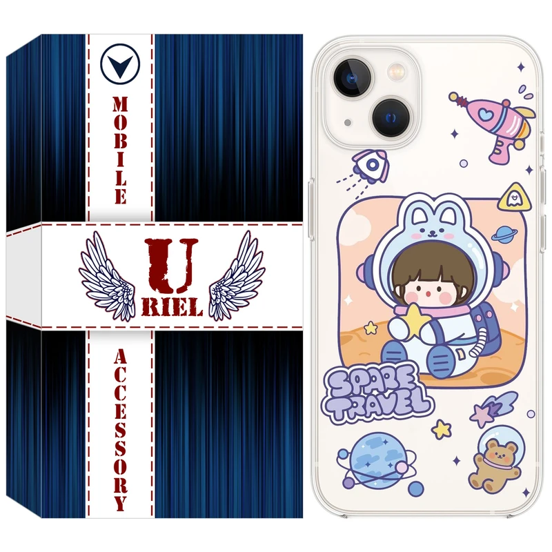 کاور یوریل مدل Clear کد 9 طرح دختر فضانورد مناسب برای گوشی موبایل اپل iPhone 13 mini