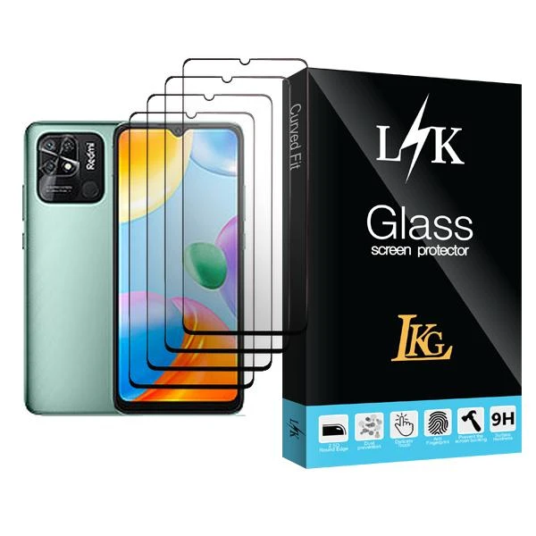 محافظ صفحه نمایش ال کا جی مدل LK Glass MIX004 مناسب برای گوشی موبایل شیائومی Redmi 10C بسته چهار عددی