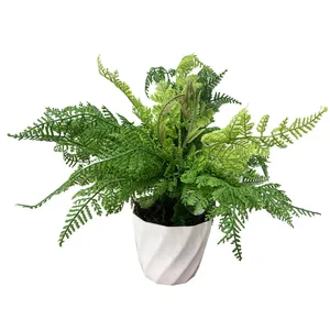 گلدان به همراه گل مصنوعی مدل سرخس کاجی پیچی