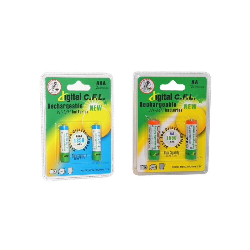 باتری قلمی و نیم قلمی قابل شارژ سی.اف.ال مدل 1550/1350mAh بسته 4 عددی