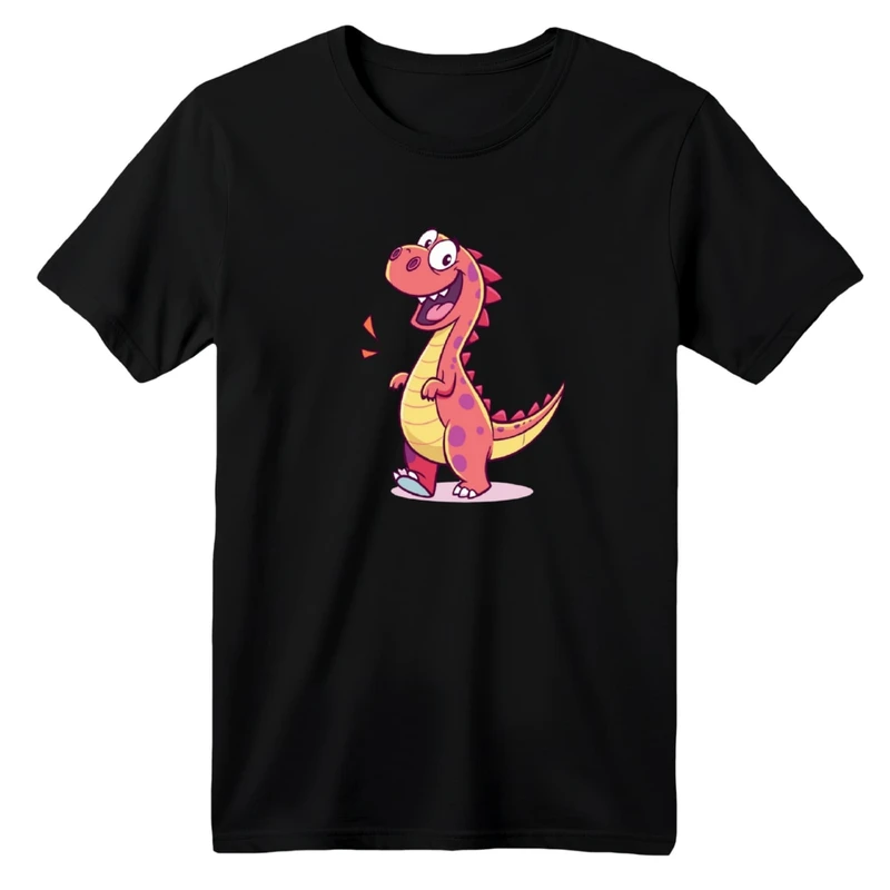 تی شرت آستین کوتاه  یقه گرد بچگانه مدل دایناسور خوشحال