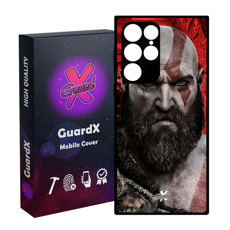 کاور گارد ایکس طرح God of War مدل Glass10035 مناسب برای گوشی موبایل سامسونگ Galaxy S23 Ultra