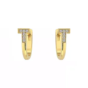 گوشواره طلا 18 عیار زنانه روبی آرت گالری مدل  تی نگین دار