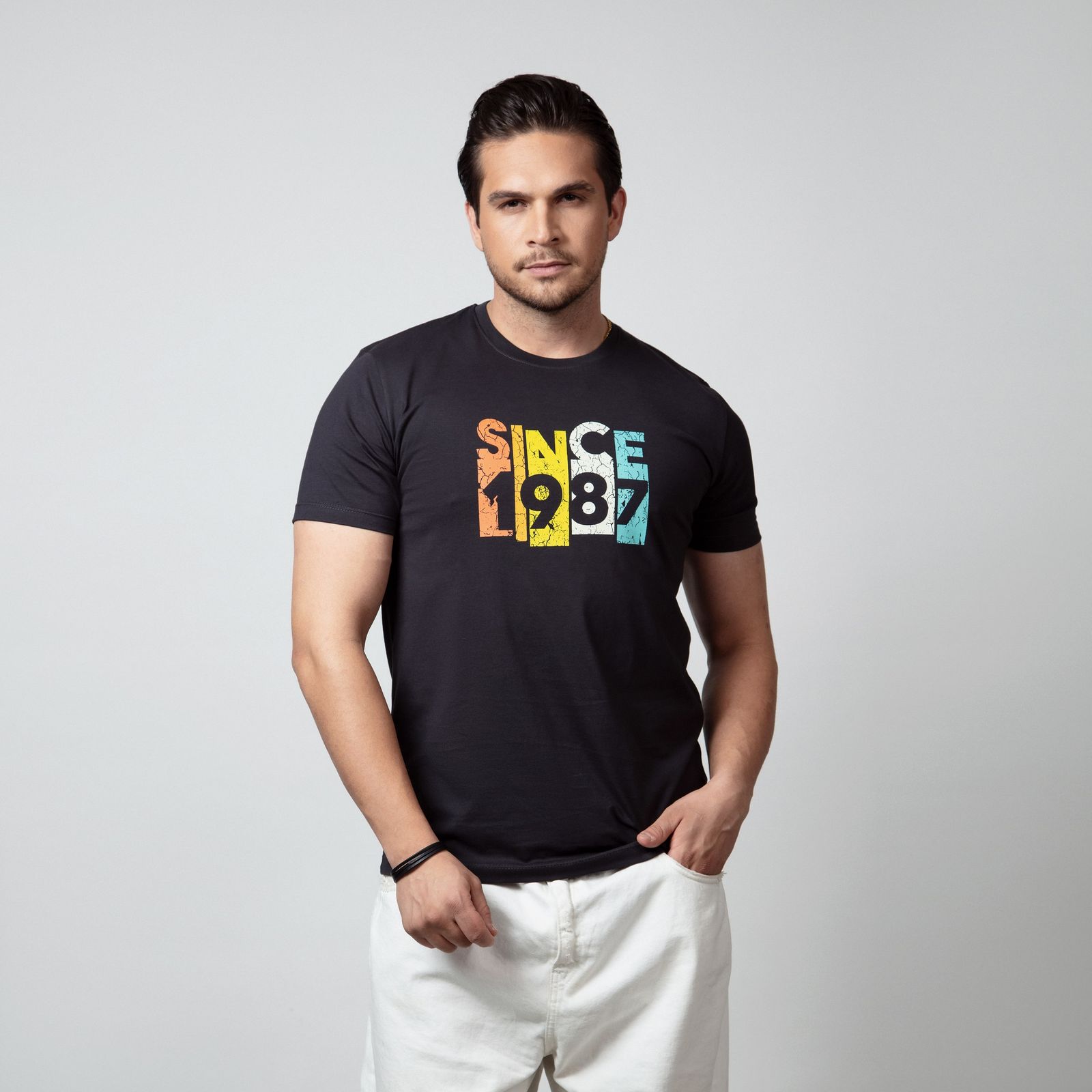 تی شرت آستین کوتاه مردانه باینت مدل 765-2 رنگ طوسی تیره -  - 1