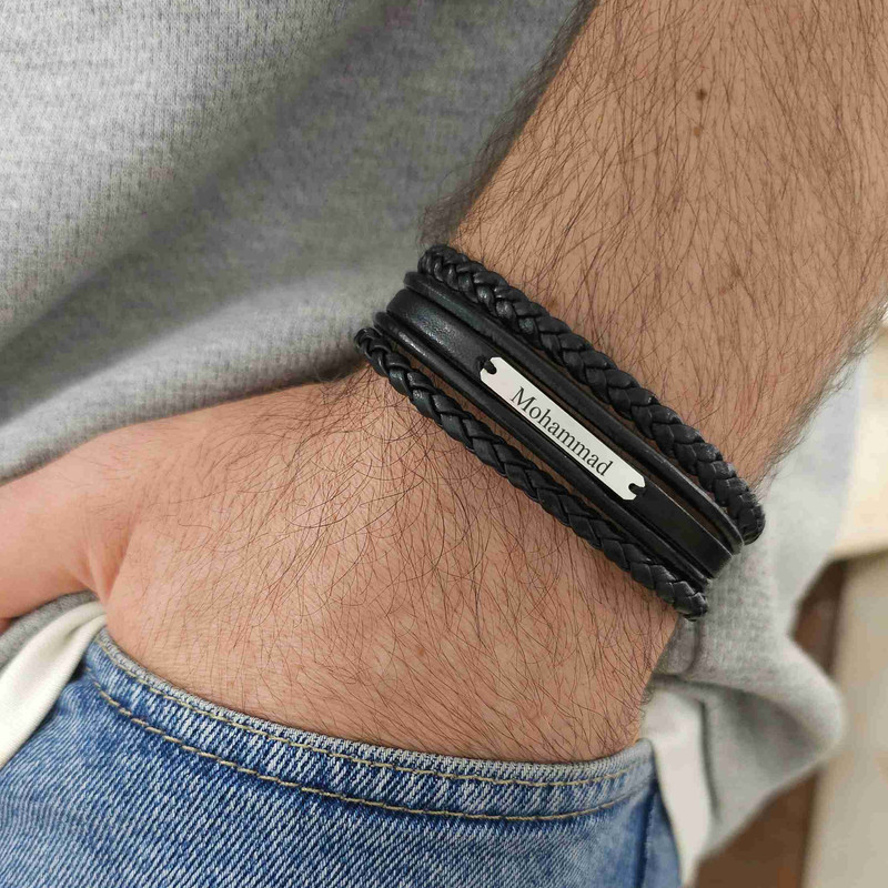دستبند نقره مردانه لیردا طرح اسم محمد