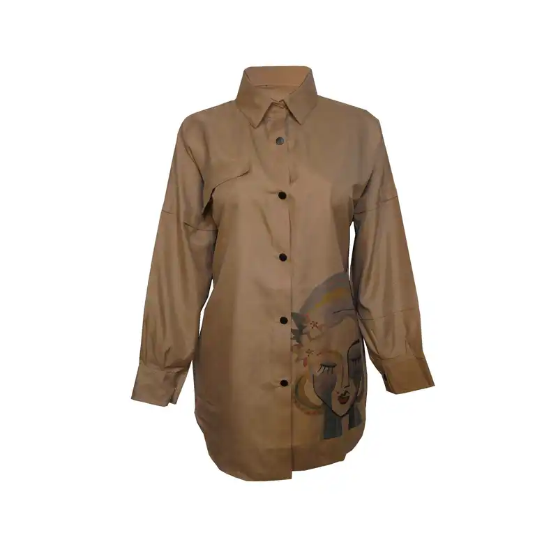 مانتو زنانه مدل چهره کد 721 رنگ قهوه ای