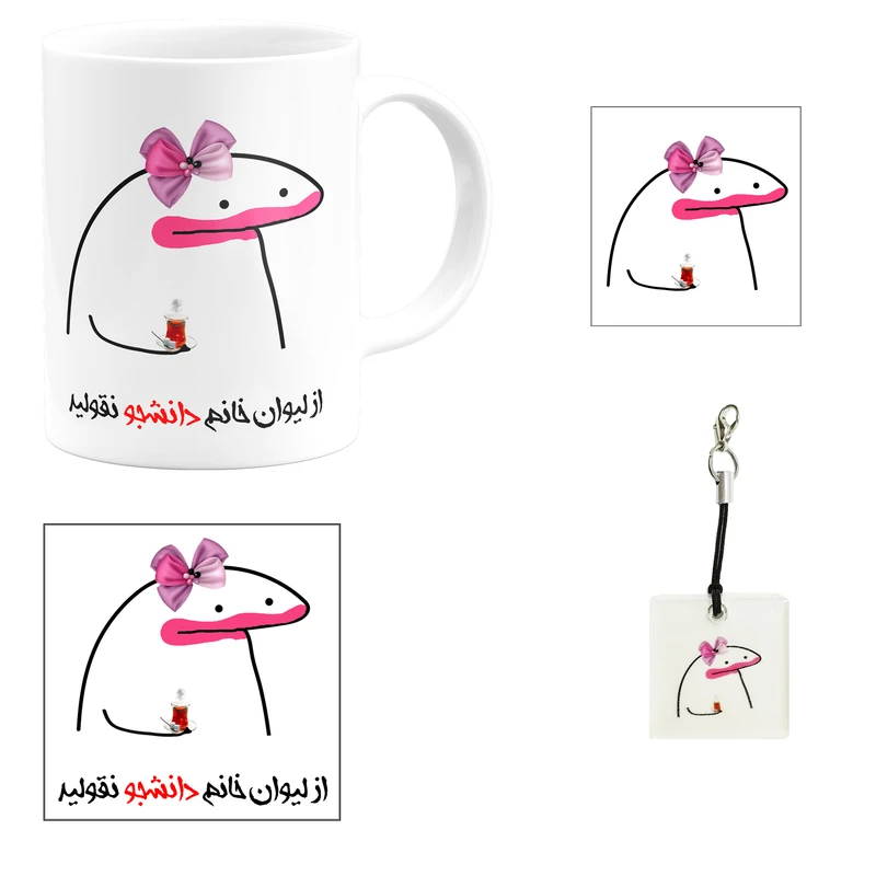 ست هدیه ماگ مدل لیوان شخصی خانم دانشجو کد B1 مجموعه 4 عددی