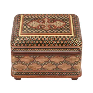 جعبه جواهرات تمام خاتم کاری مدل خمره ای کد 16 