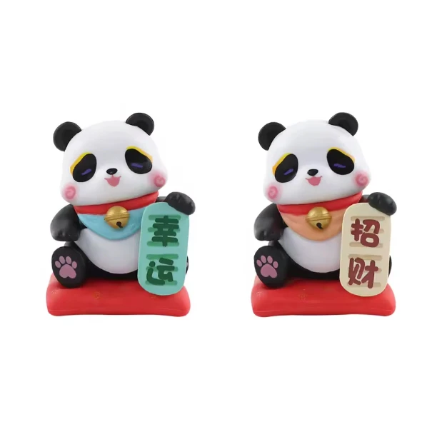 فیگور مدل پاندا چینی طرح ثروت و خوش شانسی ارتفاع 7 سانتی متر مجموعه 2 عددی
