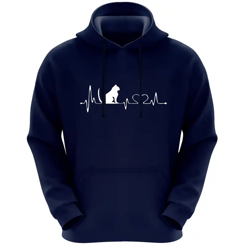 هودی زنانه مدل ضربان وگربه F276 رنگ سرمه ای