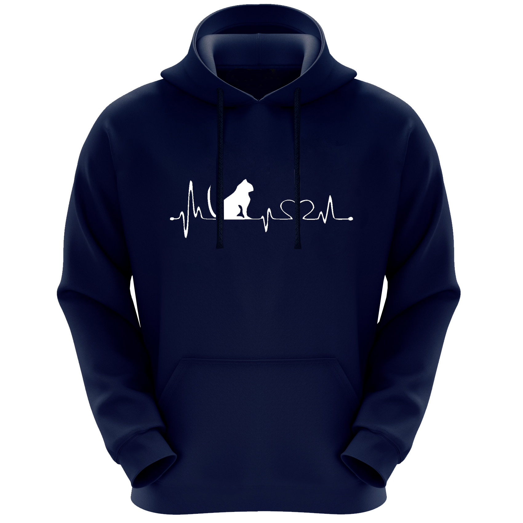 هودی زنانه مدل ضربان وگربه F276 رنگ سرمه ای