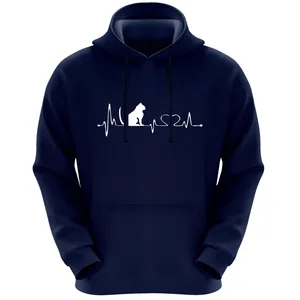 هودی زنانه مدل ضربان وگربه F276 رنگ سرمه ای