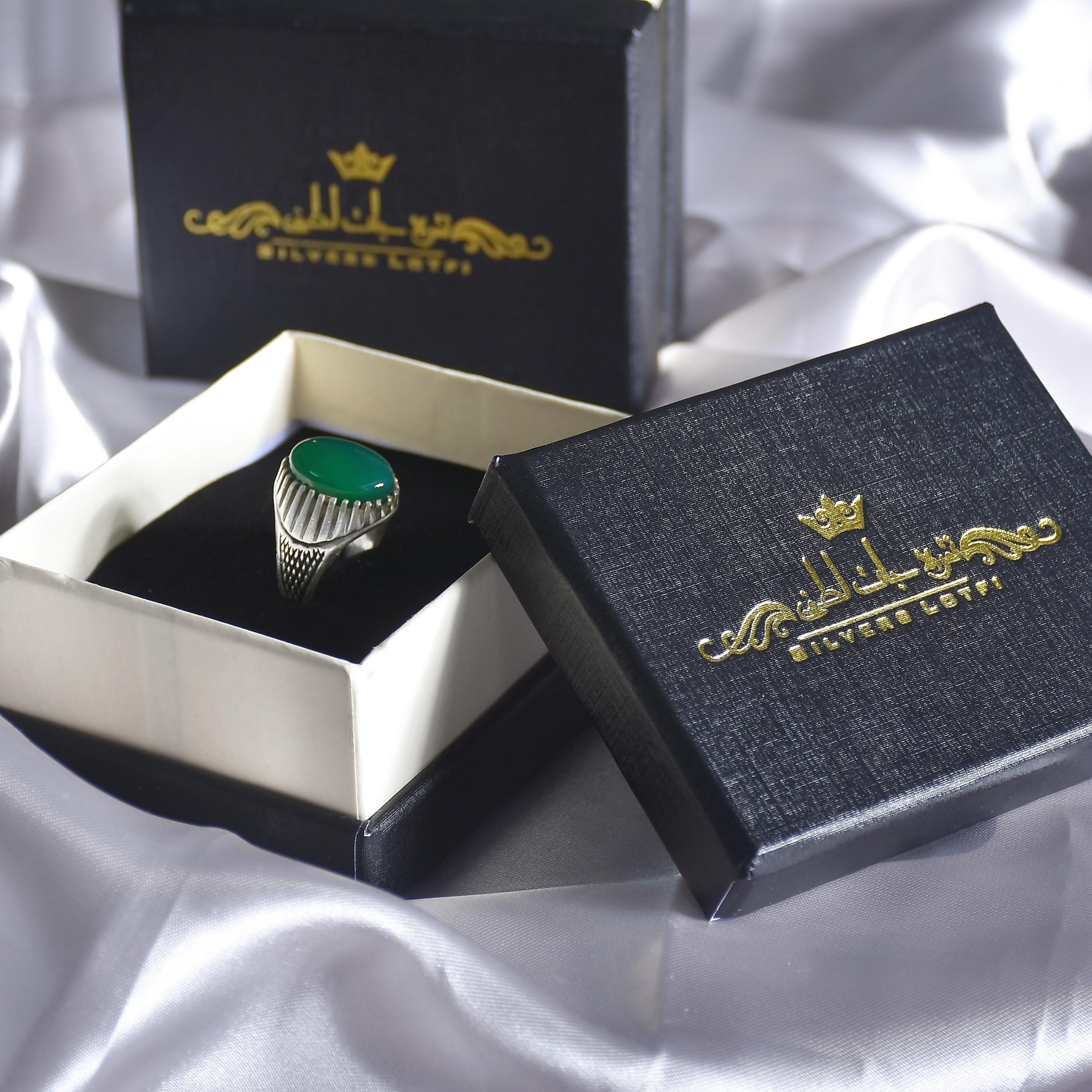 انگشتر نقره مردانه  نقره جات لطفی مدل عقیق کد ANMS02E04