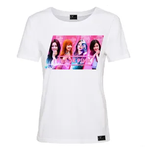 تی شرت آستین کوتاه زنانه مدل BLACK PINK کد ZJ8 رنگ سفید